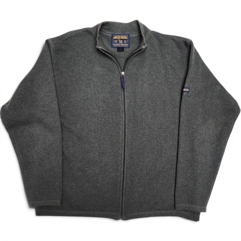 Vintage Woolrich John Rich & Bros Lambswool Full Zip Sweater Gray Mens XL